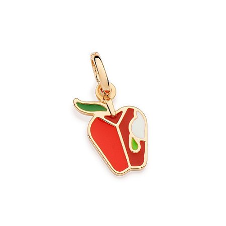 PINGENTE MAÇA FOLHEADO A OURO COM APLIQUE DE RESINA COLORIDO. MED 2CM ROMMANEL 542927
