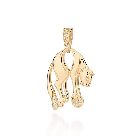 PINGENTE PANTERA FOLHEADO A OURO COM ZIRCÔNIAS. MED 4,90CM ROMMANEL 542935