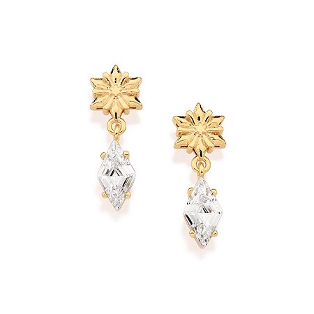 BRINCO FOLHEADO A OURO FLOCO DE NEVE COM ZIRCÔNIAS. MED 1,9CM ROMMANEL 527472