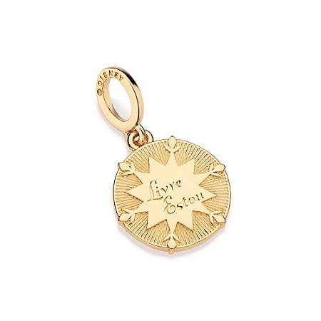 PINGENTE MEDALHA FOLHEADO A OURO COM ESCRITA: LIVRE ESTOU E LET IT GO. MED 2,80CM ROMMANEL 542931