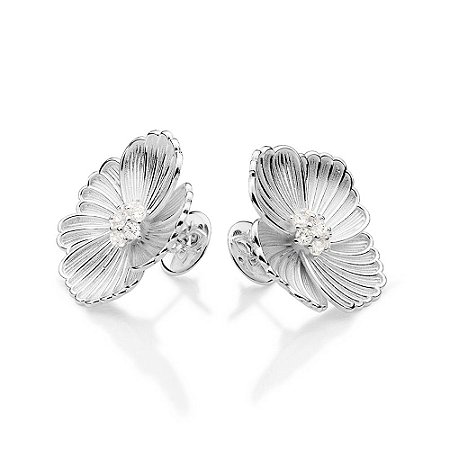 BRINCO BOTÃO FLOR PRATA 925 COM ZIRCÔNIAS. MED 2,9CM ROMMANEL 820265