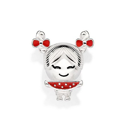 BERLOQUE PASSANTE PRATA 925 COM RESINA VERMELHO. MED 1,6CM ROMMANEL 840171