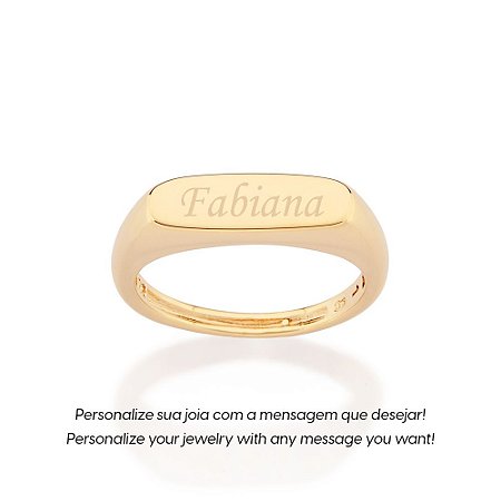 ALIANÇA RETANGULAR PERSONALIZÁVEL FOLHEADO A OURO ROMMANEL 513580