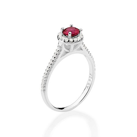 ANEL SOLITÁRIO PRATA 925 COM ZIRCÔNIAS ROSA COM BRANCO ROMMANEL 810334