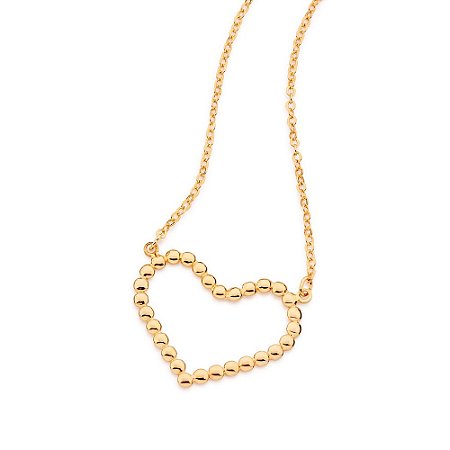 GARGANTILHA FOLHEADO A OURO CORAÇÃO COM ESFERAS. MED 50CM ROMMANEL 532585