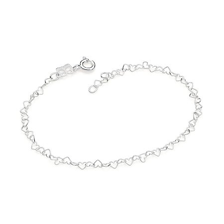 PULSEIRA PRATA 925 ELOS CORAÇÕES. MED 19CM ROMMANEL 850081