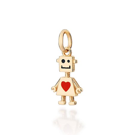 PINGENTE ROBÔ FOLHEADO A OURO COM APLIQUE DE RESINA. MED 2,30CM ROMMANEL 542942