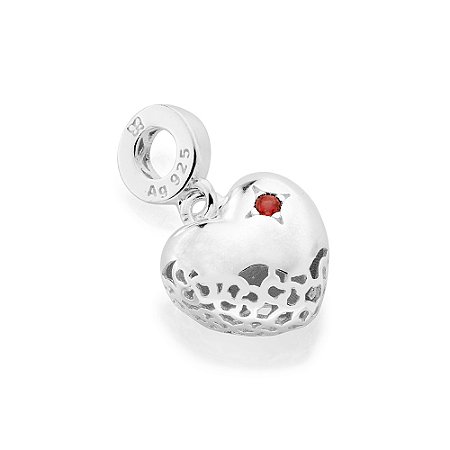 BERLOQUE PRATA 925 CORAÇÃO COM ZIRCÔNIAS VERMELHO. MED 2,3CM ROMMANEL 840217