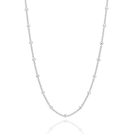 GARGANTILHA COM BOLAS PRATA 925. MED 42CM ROMMANEL 830123