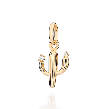 PINGENTE FOLHEADO A OURO CACTO MANDACARU COM ZIRCÔNIAS. MED 2CM ROMMANEL 542947