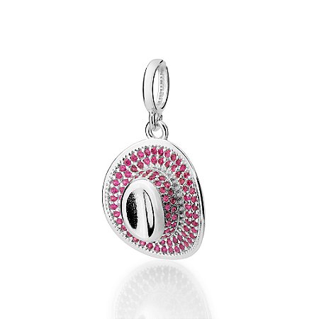 PINGENTE PRATA 925 CHAPÉU COM ZIRCÔNIAS ROSA ESCURO. MED 2,8CM ROMMANEL 840238