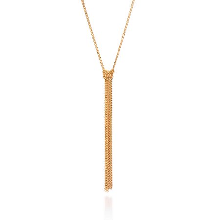 COLAR GRAVATA FRANJA FOLHEADO A OURO. MED 50CM ROMMANEL 532586