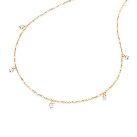 GARGANTILHA FOLHEADO A OURO COM ZIRCÔNIAS. MED 45CM ROMMANEL 532610