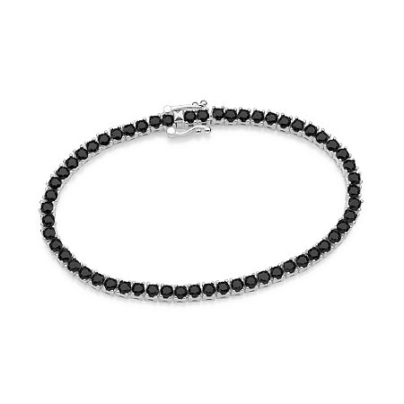 PULSEIRA MASCULINA RIVIERA PRATA 925 COM ZIRCÔNIAS PRETO. MED 19CM ROMMANEL 850091