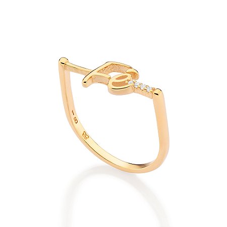 ANEL SKINNY FÉ FOLHEADO A OURO COM ZIRCÔNIAS ROMMANEL 513557