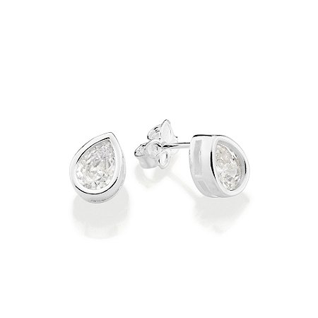 BRINCO SOLITÁRIO GOTA PRATA 925 COM ZIRCÔNIAS. MED 0,90CM ROMMANEL 820262