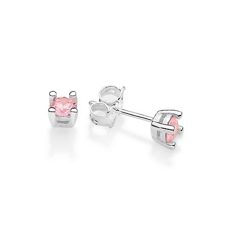 BRINCO SOLITÁRIO PRATA 925 COM ZIRCÔNIA ROSA CLARO. MED 0,50CM ROMMANEL 820277