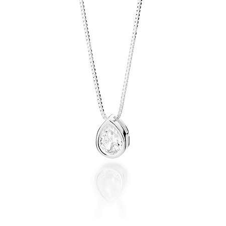 GARGANTILHA GOTA PRATA 925 COM ZIRCÔNIAS. MED 45CM ROMMANEL 830130
