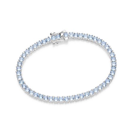 PULSEIRA RIVIERA PRATA 925 COM ZIRCÔNIAS AZUL CLARO. MED 17CM ROMMANEL 850102