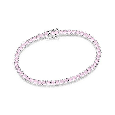 PULSEIRA RIVIERA PRATA 925 COM ZIRCÔNIAS ROSA CLARO. MED 17CM ROMMANEL 850103