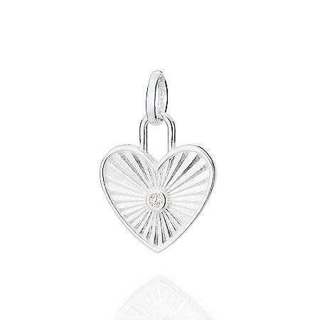 PINGENTE PRATA 925 CORAÇÃO CADEADO COM ZIRCÔNIAS. MED 2,3CM ROMMANEL 840260