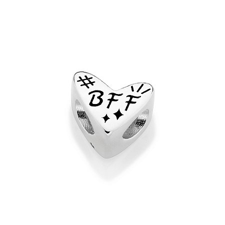 BERLOQUE PASSANTE PRATA 925 CORAÇÃO BESTIES COM RESINA PRETO. MED 1,1CM ROMMANEL 840262
