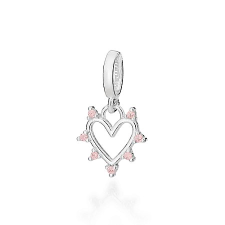 PINGENTE PRATA 925 CORAÇÃO COM ZIRCÔNIAS ROSA CLARO. MED 2CM ROMMANEL 840263