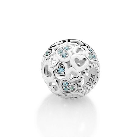 BERLOQUE PASSANTE PRATA 925 BOLA COM ZIRCÔNIAS AZUL CLARO. MED 1,1CM ROMMANEL 840264