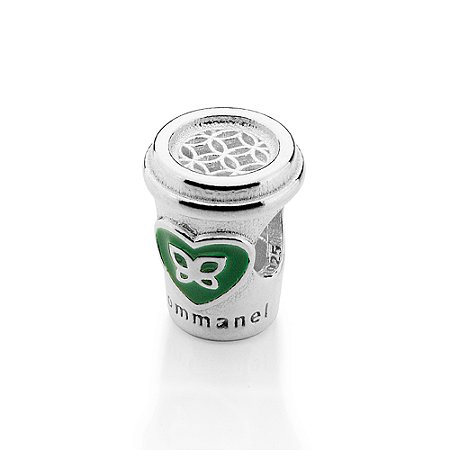 BERLOQUE PASSANTE PRATA 925 COPO DE CAFÉ COM RESINA VERDE. MED 1CM ROMMANEL 840266