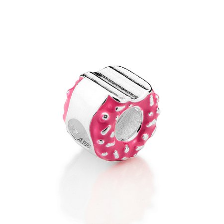 BERLOQUE PASSANTE PRATA 925 DONUTS COM RESINA ROSA. MED 1,1CM ROMMANEL 840267
