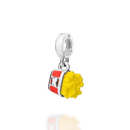 BERLOQUE BATATA FRITA PRATA 925 COM RESINA COLORIDO. MED 1,8CM ROMMANEL 840272