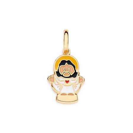 PINGENTE JESUS CRISTO FOLHEADO A OURO COM APLIQUE DE RESINA. MED 2,3CM ROMMANEL 542908