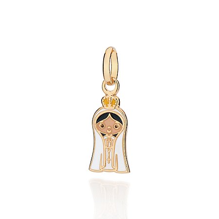 PINGENTE NOSSA SENHORA DE FÁTIMA FOLHEADO A OURO COM APLIQUE DE RESINA. MED 2,3CM ROMMANEL 542911