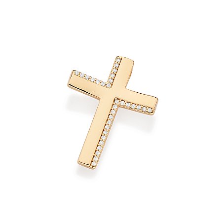 PINGENTE FOLHEADO A OURO CRUZ COM ZIRCÔNIAS. MED 2,5CM ROMMANEL 542915