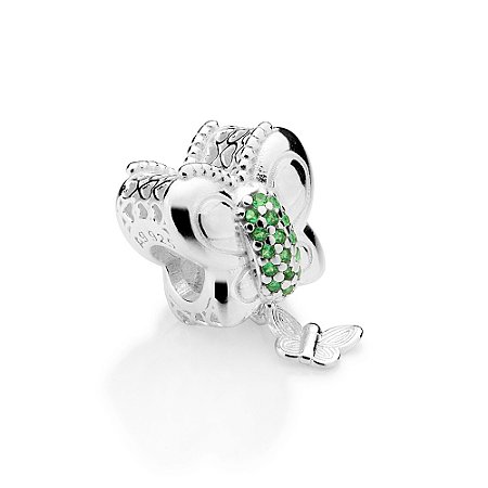 BERLOQUE PASSANTE PRATA 925 BORBOLETA COM ZIRCÔNIAS VERDE. MED 1,9CM ROMMANEL 840283