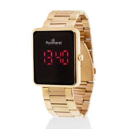 RELÓGIO DIGITAL LED DOURADO ROMMANEL 650076