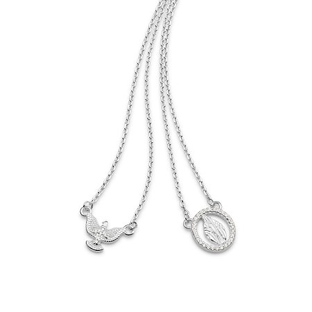 ESCAPULÁRIO PRATA 925 N. S. DE FÁTIMA E ESPÍRITO SANTO. MED 68CM ROMMANEL 830099