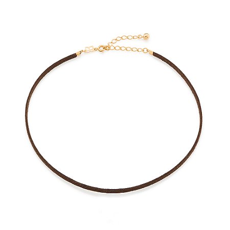 GARGANTILHA CHOKER FOLHEADO A OURO DE COURO SINTÉTICO 42CM ROMMANEL 532617