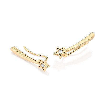 EAR CUFF FOLHEADO A OURO VARINHA DE CONDÃO COM ZIRCÔNIAS. MED 2,1CM ROMMANEL 527537