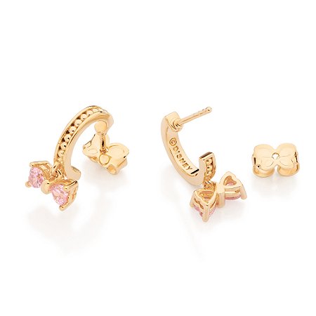 ARGOLA FOLHEADO A OURO LAÇO COM ZIRCÔNIAS. MED 1,5CM ROMMANEL 527536