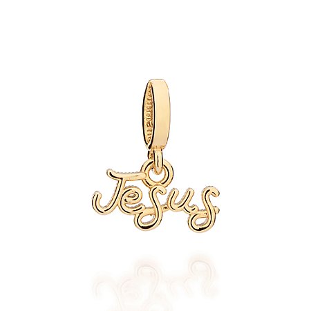 PINGENTE FOLHEADO A OURO ESCRITO JESUS. MED 1,6CM ROMMANEL 542961
