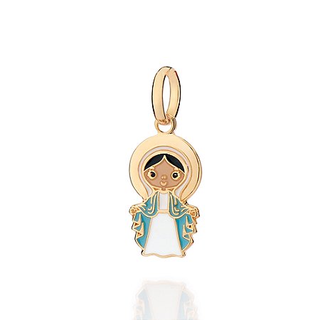 PINGENTE FOLHEADO A OURO N. S. DE FÁTIMA COM APLICAÇÃO DE RESINA. MED 2,3CM ROMMANEL 542924