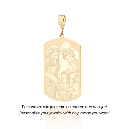 PINGENTE TAG RETANGULAR FOLHEADO A OURO PERSONALIZÁVEL. MED 5,2CM ROMMANEL 542888