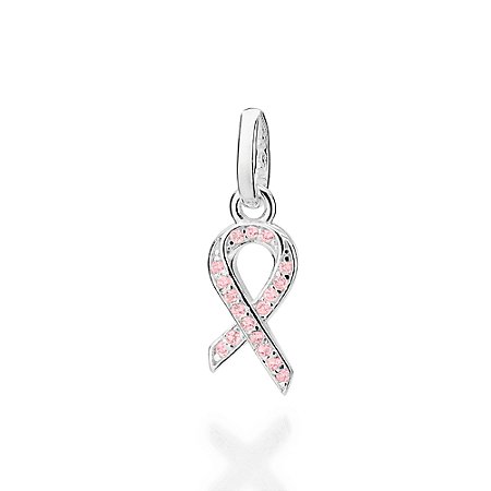 PINGENTE PRATA 925 LAÇO COM ZIRCÔNAS ROSA. MED 2CM ROMMANEL 840297