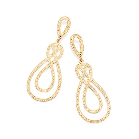 MAXI BRINCO PÊNDULO ABSTRATO FOLHEADO A OURO. MED 5,40CM ROMMANEL 527570