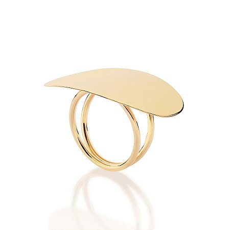 MAXI ANEL OVAL ARO DUPLO FOLHEADO A OURO ROMMANEL 513496