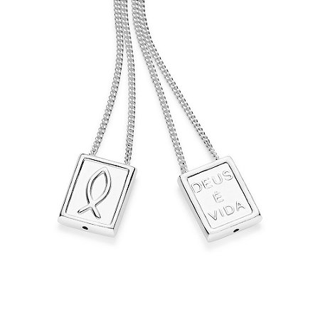 ESCAPULÁRIO PRATA 925 DEUS É FIEL. MED 68CM ROMMANEL 830136