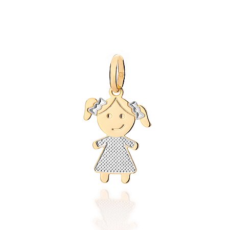 PINGENTE MENINA FOLHEADO A OURO COM APLIQUE DE RHODIUM. MED 2,40CM ROMMANEL 542955