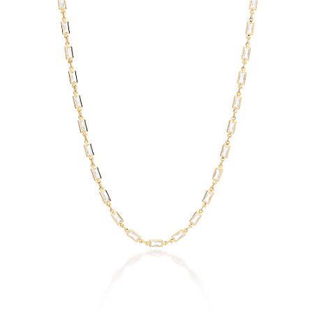GARGANTILHA FOLHEADO A OURO COM ZIRCÔNIAS RETANGULARES. MED 45CM ROMMANEL 532596