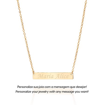 GARGANTILHA PERSONALIZÁVEL FOLHEADO A OURO COM PINGENTE PLACA. MED 50CM ROMMANEL 532623